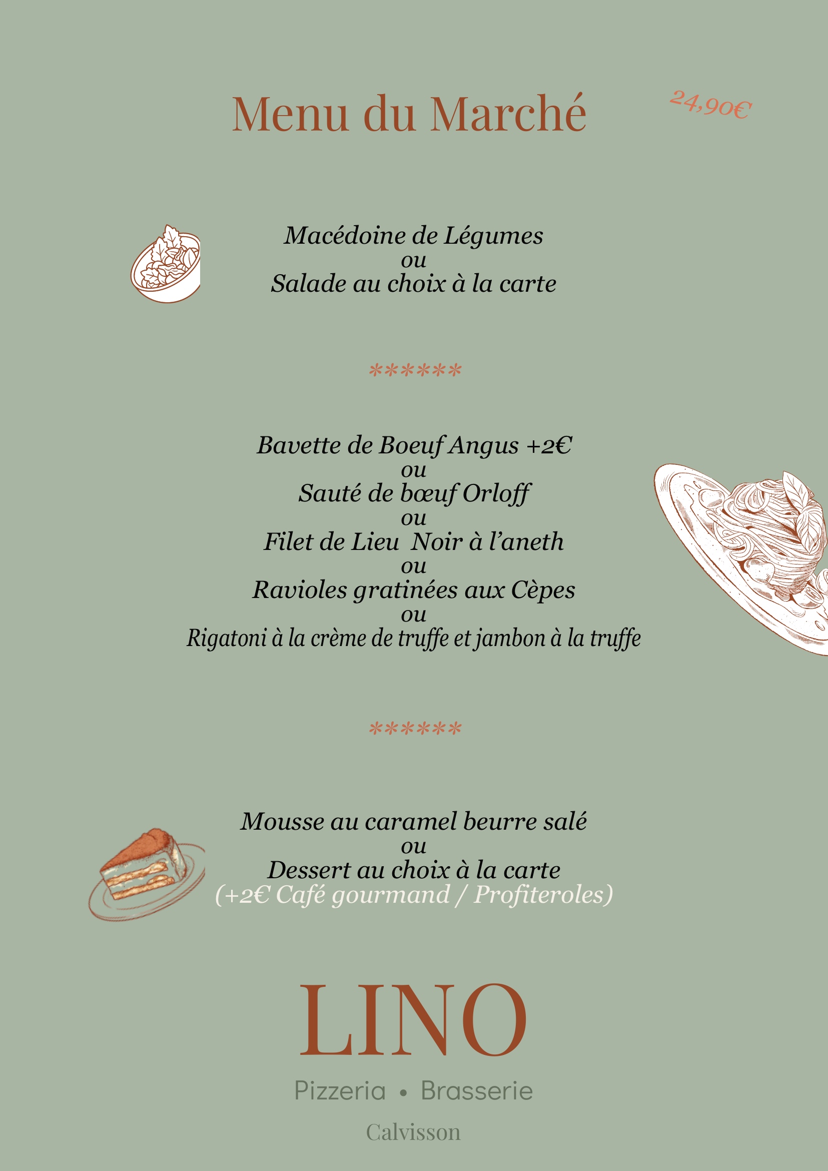 Menu du Marché - Lino Pizzeria Brasserie à Calvisson